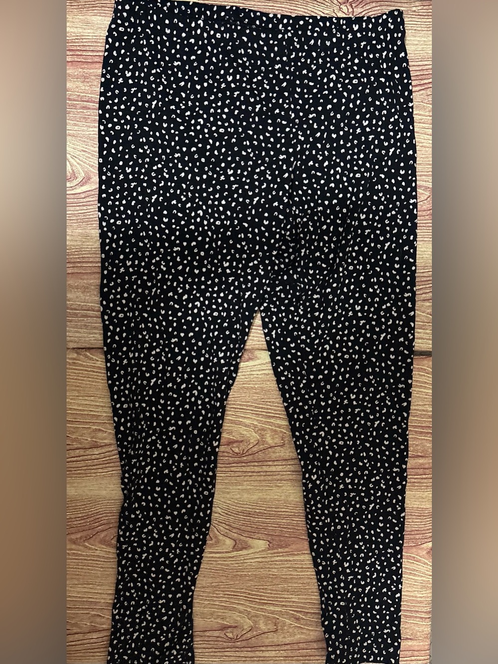 Old Navy Black Leggings with White Spot Print